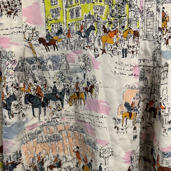 Zapa Paris 100% Silk Equestrian Toile Skirt French Luxury Resort Piece Small - Picture 5 of 9